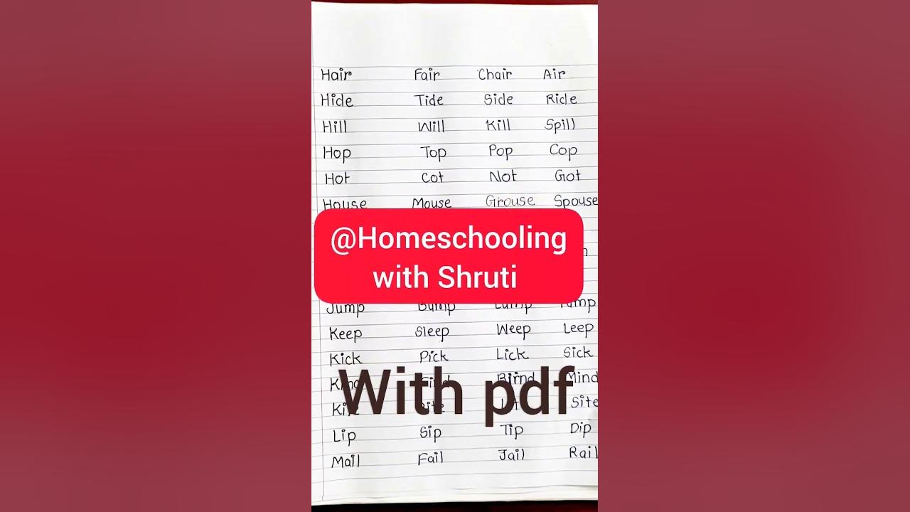 Rhyming word||more than 75 Rhyming words for kids|| @homeschoolingwithshruti4201   #rhymingwords