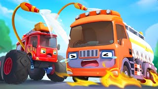 Fire Truck Rescue Team🚒| Monster Truck Song | Car Cartoon | Kids Song | BabyBus - Cars World