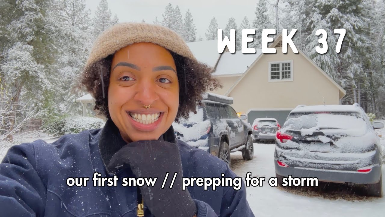 Week 37: the first snow on our land // prepping for a storm - YouTube