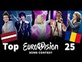 Eurovision : Performing 14th in the running order  -  Top 25 placements {1996-2021}