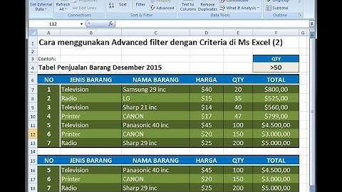 Excel 2007 Tutorial |Cara menggunakan Advanced filter dengan Satu kriteria Angka
