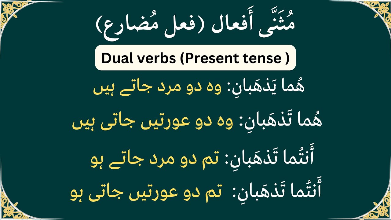 Dual verbs (مُثنَّى أفعال ), Extra Lesson on Verbs - YouTube