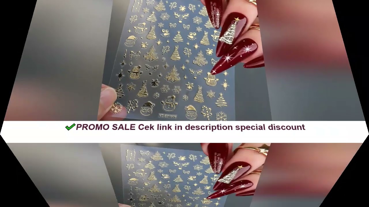 1Pcs 3D Gold Santa Claus Christmas Tree Nail Sticker Bronzing Shiny Snowflake Elk Bowknot Star Elega