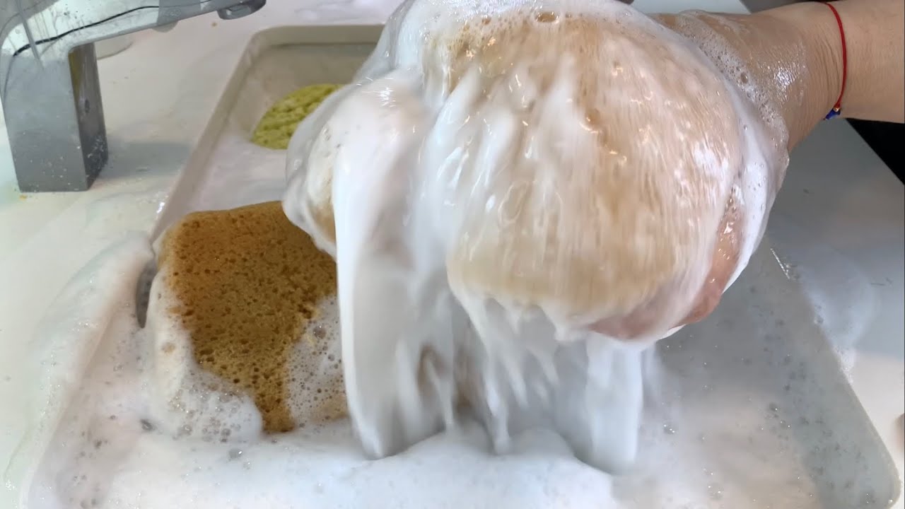 ♻️ SOAPY BLEACHY SUDS ✨💖 + Rinsing ✨ - sponge ASMR