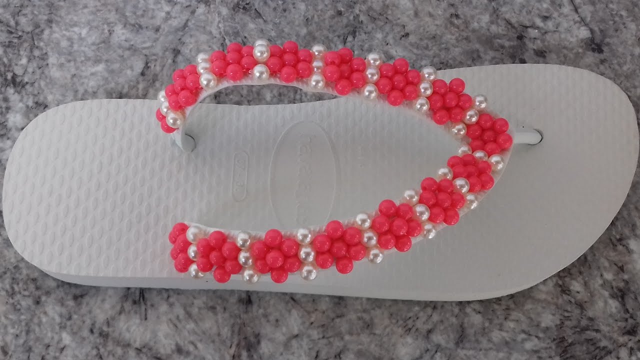 Como fazer: Chinelo havaiana flores de pérolas - Adriana Valério - thptnganamst.edu.vn