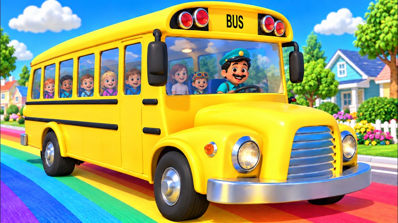 Wheels on the bus go round and round | Wheels on the bus and nursery ...