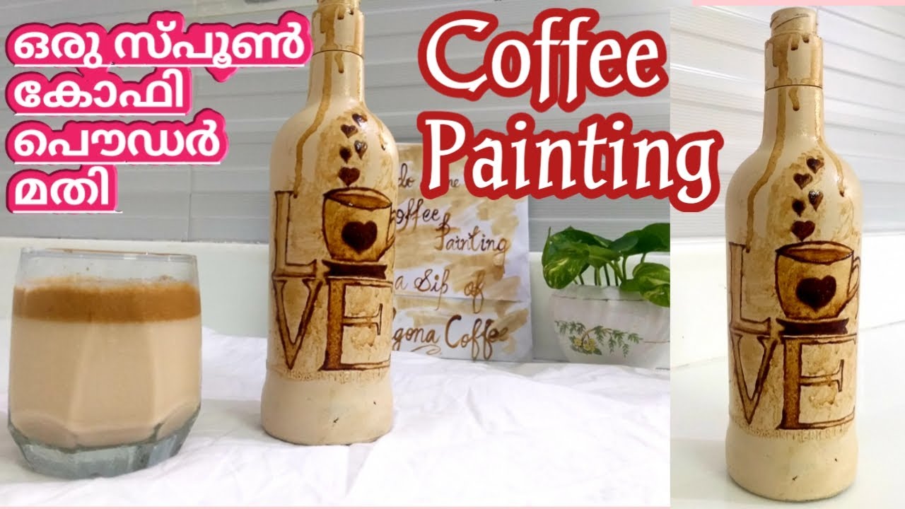 Coffee Painting On Bottle Bottle Painting Bottle Craft With