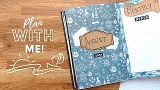 August 2021 Reading Bullet Journal Set Up | Nautical Bullet Journal Theme