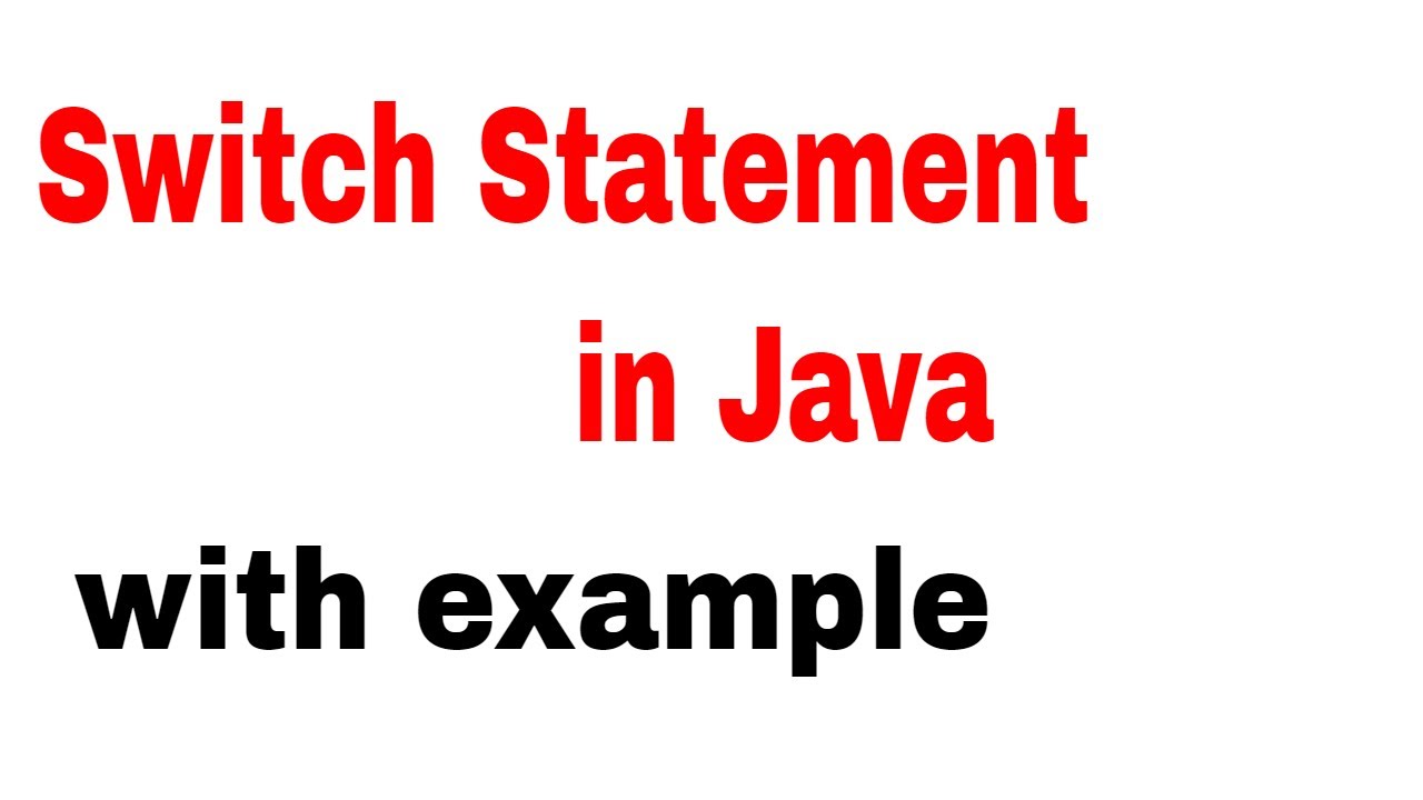 Switch Statement in Java - YouTube