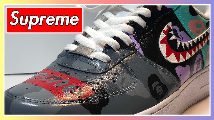 Painting Supreme x Louis Vuitton drip effect onto Nike Air Force 1