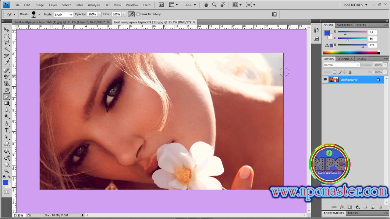 32 How to Use Eraser Tool in Adobe Photoshop CS4 Sinhala HD - YouTube