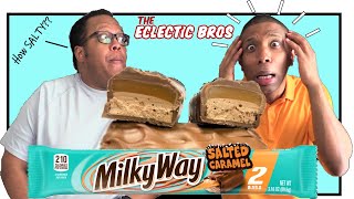 **MILKY WAY Salted Caramel Chocolate Candy Bar!** Tasted. Tested. Reviewed. (Humor added for free) by The Eclectic Bros 442 views 3 years ago 3 minutes, 53 seconds