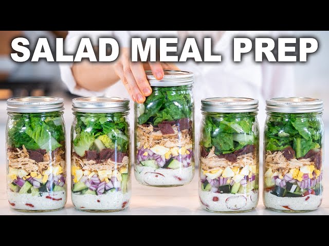 MASON JAR COBB SALADS  High Protein Lunch Meal Prep Ideas for Salad  Recipes! 