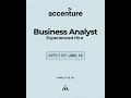 Accenture - Business Analyst Needed
