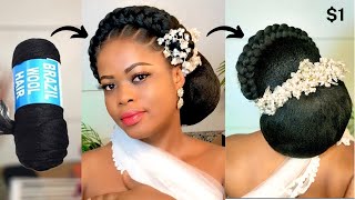 OMG!! I’m shocked!! From $1 Brazilian wool to a Classy bridal hairstyle #youtuber #bridal #updo