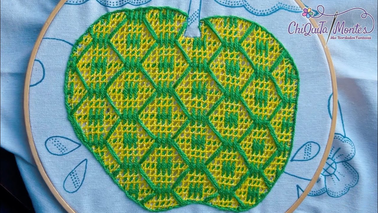 Bordado Fantasía Manzana 13 / Hand Embroidery Apple 🍎 🍏 with Fantasy Stitch