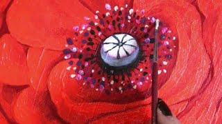 Easy Beautiful Red Poppy Flower's acrylic painting ❤️🎨/ #168