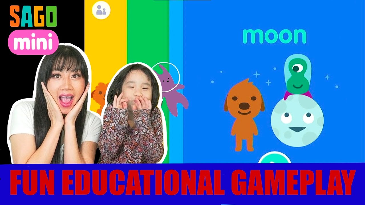 Sago Mini School MOON gameplay with Ella and Mommy | Fun kids learning game!
