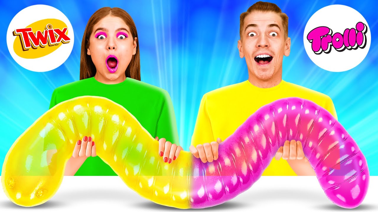 Как сделать Огромного Шоколадного и Желейного Червяка Челлендж | Съедобная Битва от BooGaGa