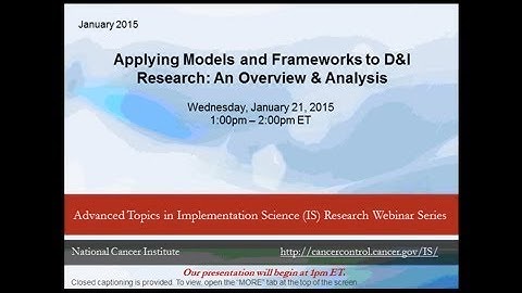 Applying Models and Frameworks to D&I Research: An Overview & Analysis