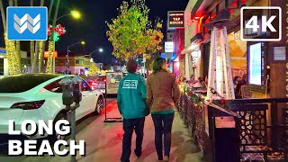 [4K] Belmont Shore 2nd Street in Long Beach California🎄Night Walking Tour 🎧 Binaural Sound