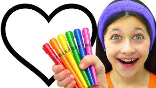 Angel is Painting Valentine's Art | Learn Colors | Toddler Learning Video