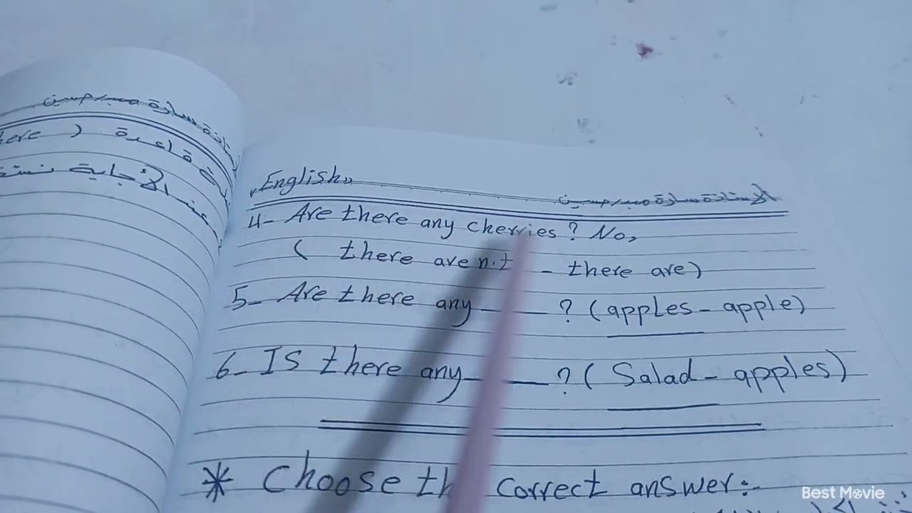 اللغة الانكليزية خامس ابتدائي شرح عن  (.     is there  _ are there )