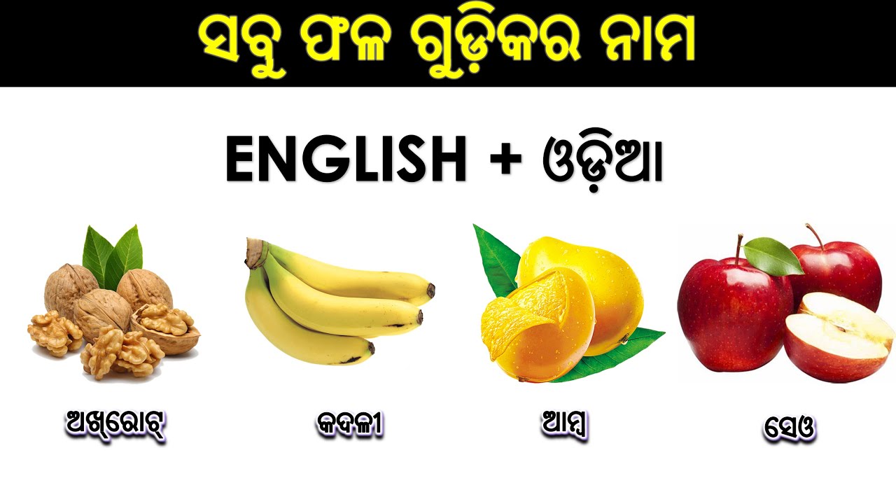 ଫଳ ଗୁଡ଼ିକର ନାମ Fruit names English to Odia Odia English Master YouTube