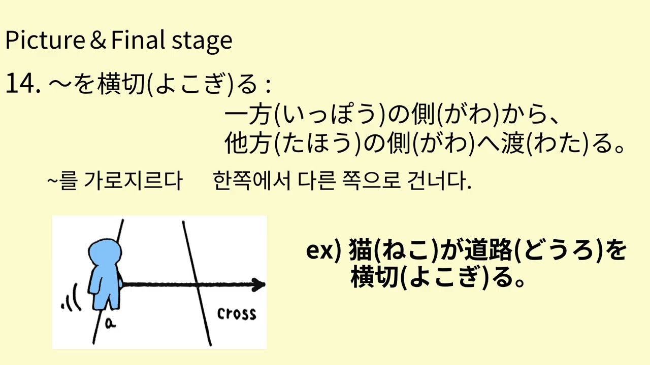 J#14 14. ～を横切(よこぎ)る 그림으로 배우는 일본어