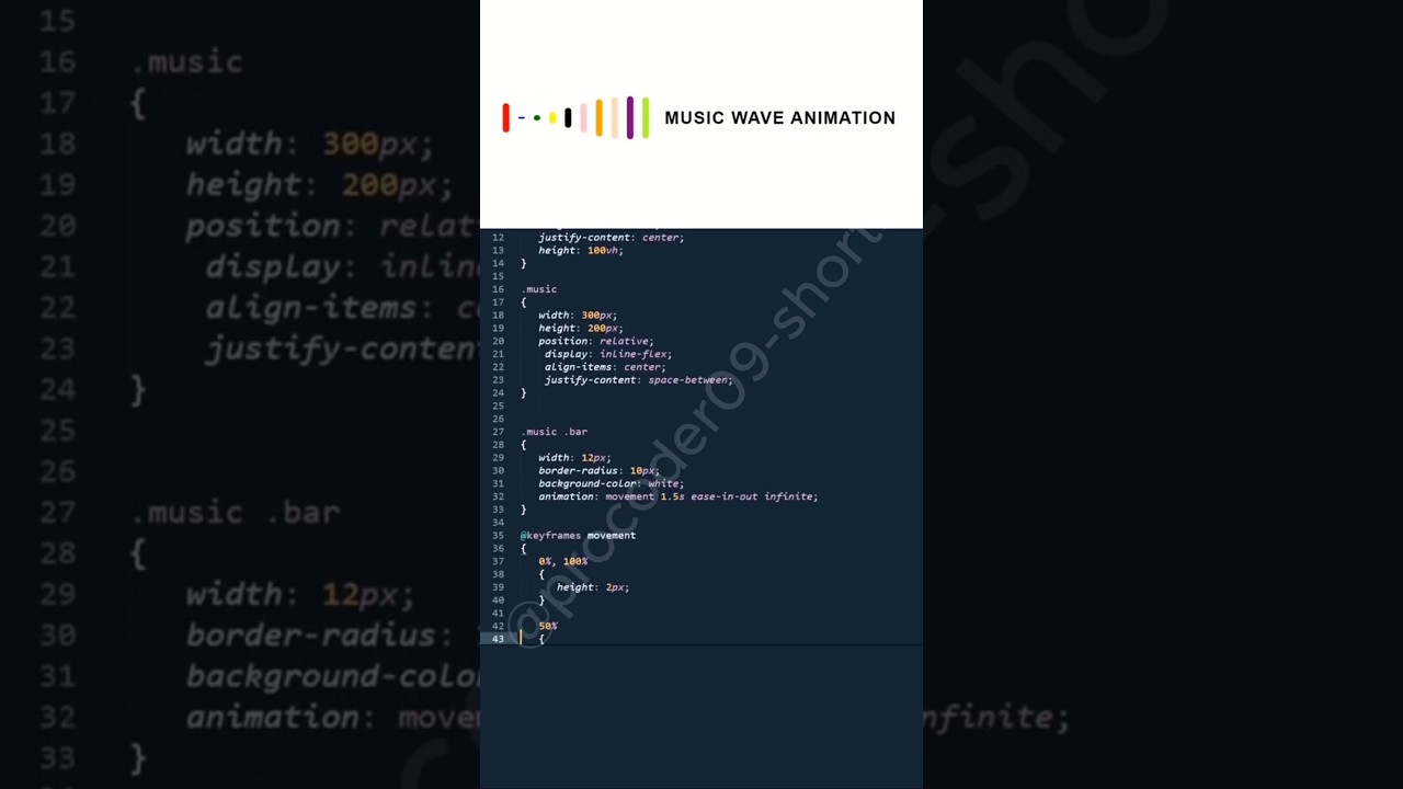 Create a Cool Music Wave Animation in HTML/CSS #music #shorts #websitetutorial