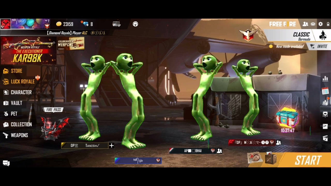 Green Alien Dance In Free Fire || Funny Dance Video😂😂😁🙏🙏 || Funny Dance Moment 