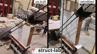 Diagonal tension test on masonry wall: as-built vs timber-retrofitted