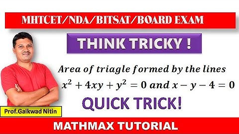 Area of Triangle Formed by lines Trick I MHTCET/NDA/BITSAT I Pairs of Straight Lines I Quick Tricks