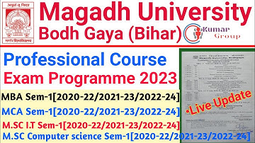 Magadha University professional course exam Programme 2023/ MBA,MCA,M.SC I.T,M.Sc Computer Science