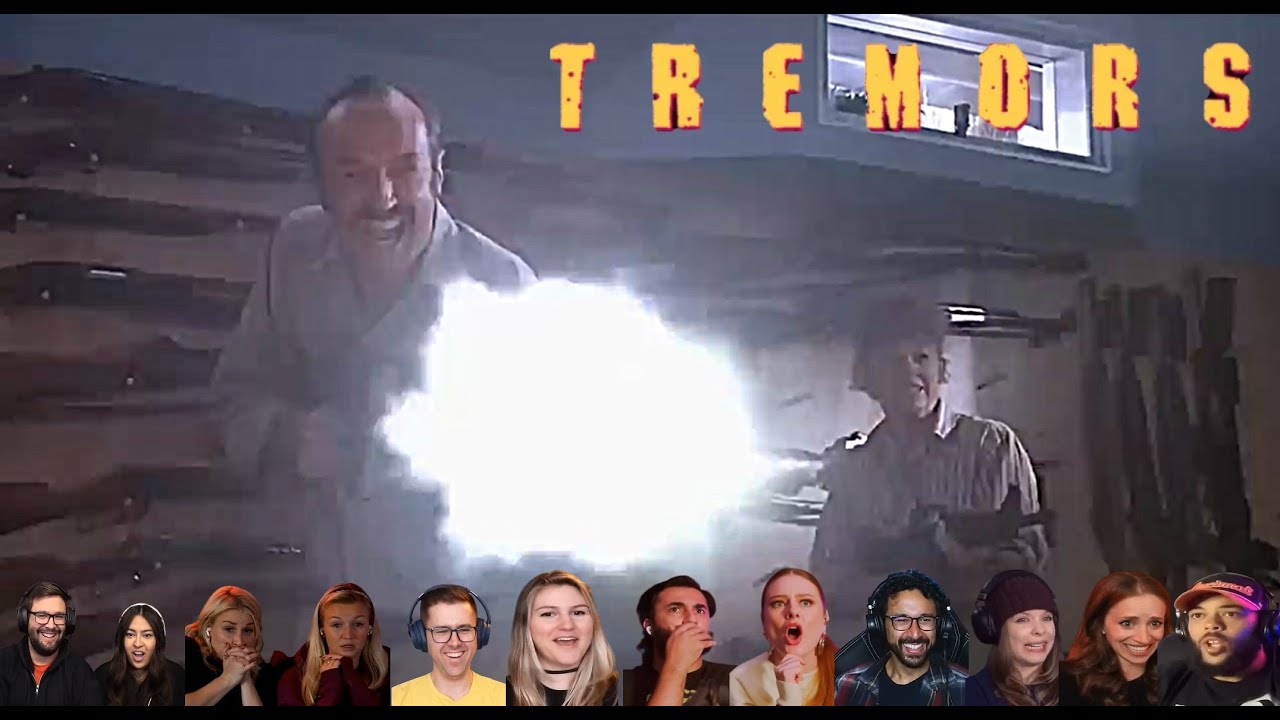 Top 9 YouTube Reactors CHEER Burt & Heather in Tremors (1990) | Graboid Basement Attack Compilation!