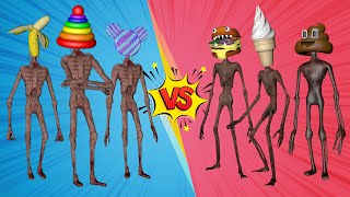 Team Siren Head vs Siren Head level up boss with Banana Head vs Pyramid Head vs Hamburger Head