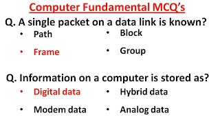 Top 50 Computer Basic MCQ's | Computer Fundamental MCQ's Questions and Answers