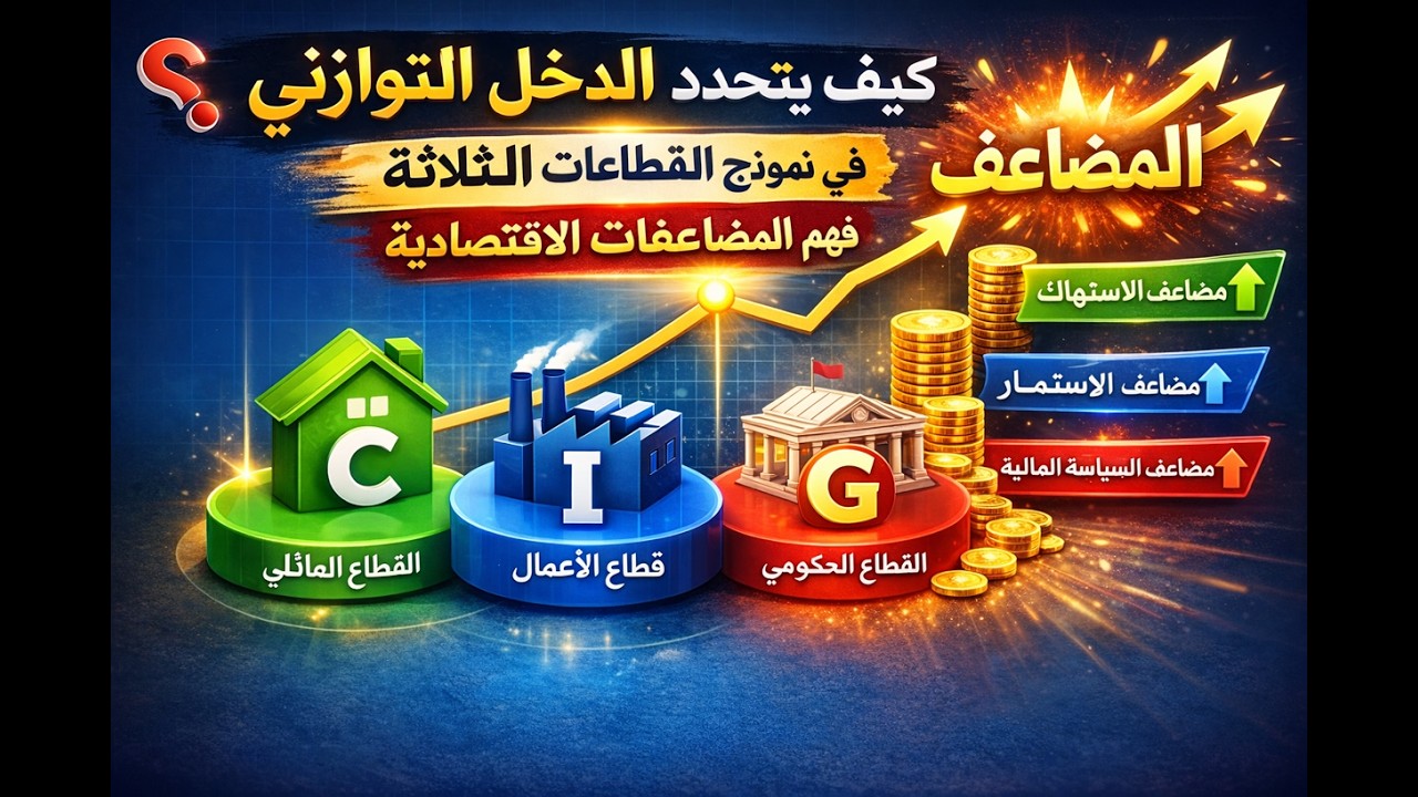 كيف يتحدد الدخل التوازني في نموذج القطاعات الثلاثة؟ فهم المضاعفات الاقتصادية