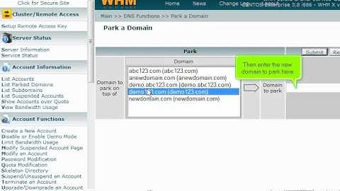 Parking a domain in WHM by VodaHost web hosting
