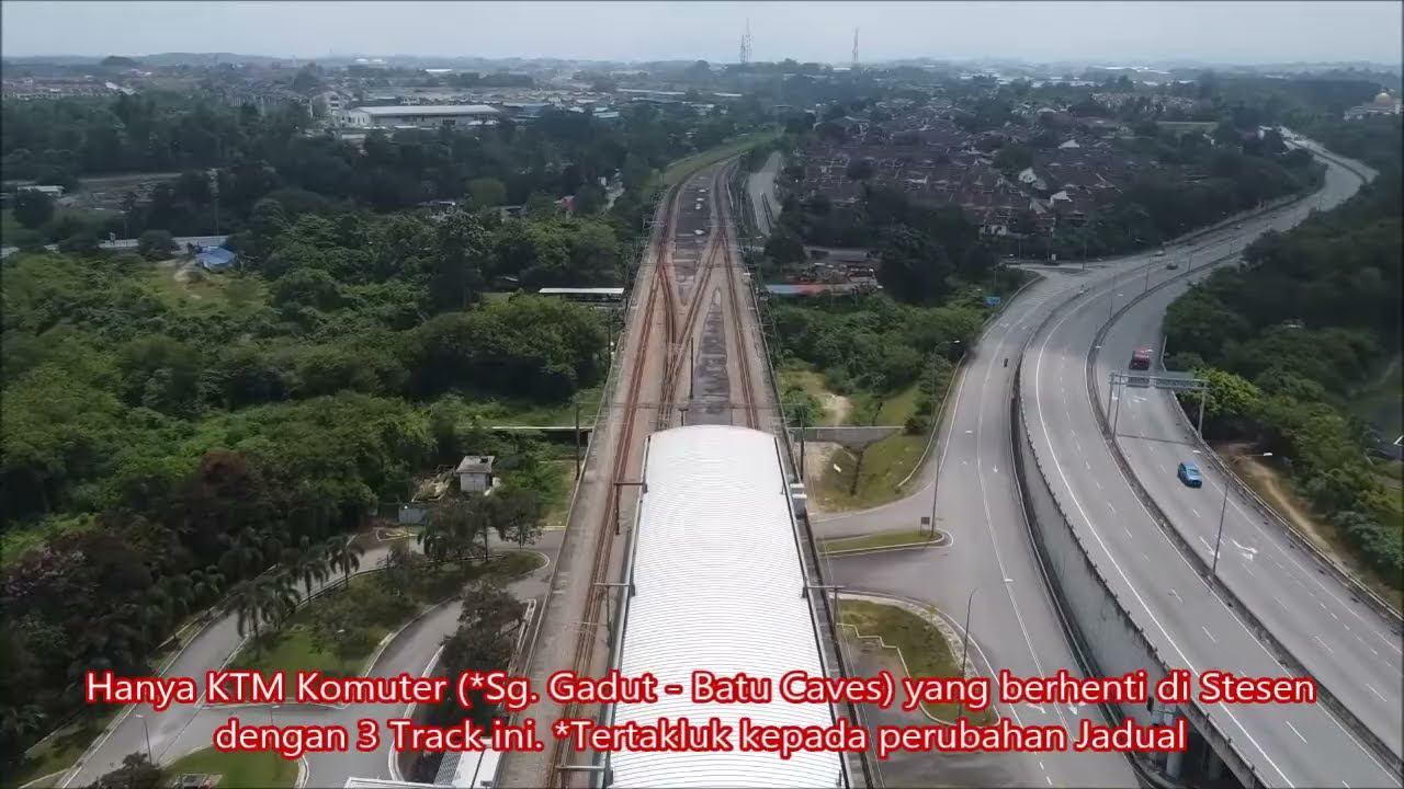 Stesen KTMB Sungai Gadut (Drone View), Seremban, Negeri Sembilan (HD).