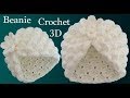 Gorro a Crochet punto marshmallow y flor 3D en punto tunecino tejido tallermanualperu