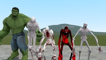 OLD SCP-096 VS SCP-096 VS HULK!!! Garrys Mod Sandbox