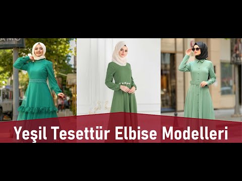Yeşil Tesettür Elbise Modelleri | Yeşil Sevenler için Tesettür Elbise ve Abiye Modelleri