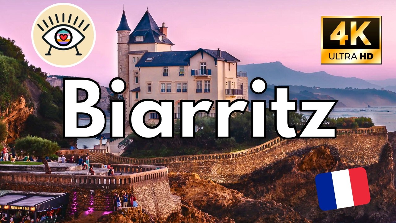 Биарриц, Франция - ПЕШЕХОДНАЯ ЭКСКУРСИЯ 4K | 💰 Здесь НЕТ нормальных домов... ТОЛЬКО ЗАМКИ! 🏰✨