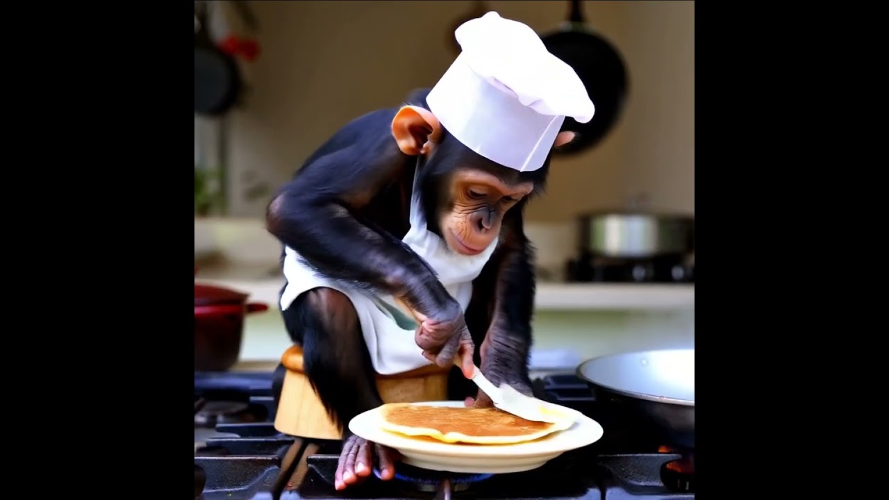Baby Chimpanzees Cooking