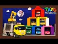 Color Car Garage for buses and cars l Tayo Heavy Vehicles Lego Play l Tayo the Little Bus