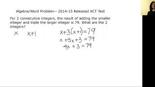 Skills for a top ACT Math Score -- Algebra/Word Problem