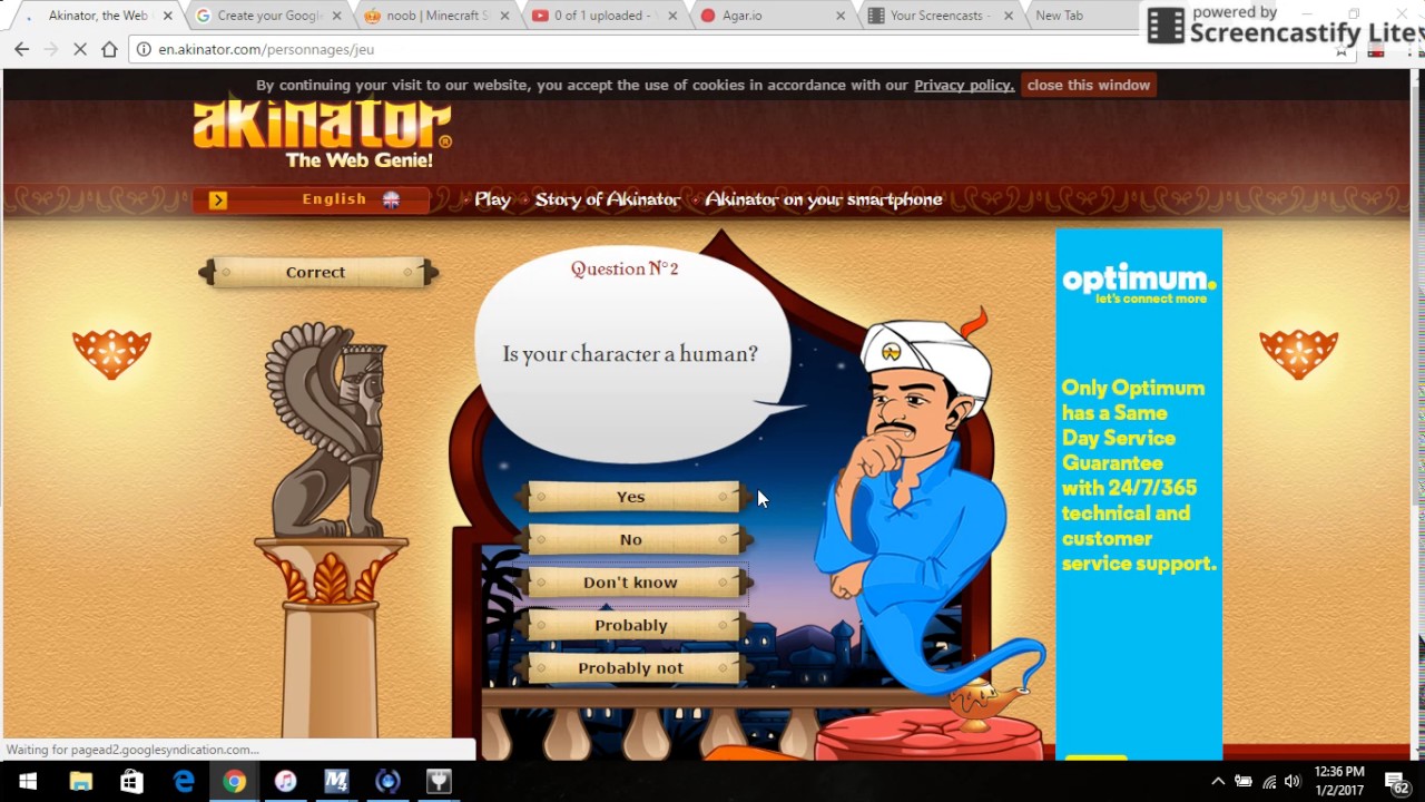 What kind of games does the Akinator website offer?