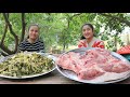Sreypov's kitchen: Wow, 10kg Pork Cook With Pickled Mustard Green / Amazing Pork Belly Recipe