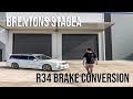 | R34 Skyline brake conversion on Brenton's incredibly clean Nissan Stagea |